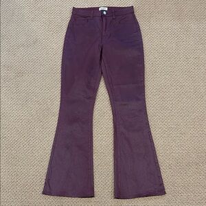 L'Agence Marty Coated High Waist Flare Leg Jeans size 27 Dark Wine